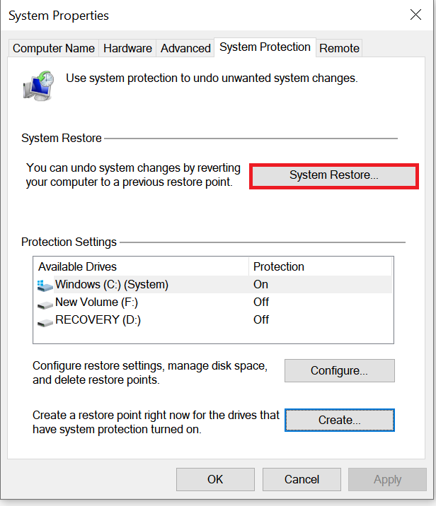 how to make system recovery windows 10