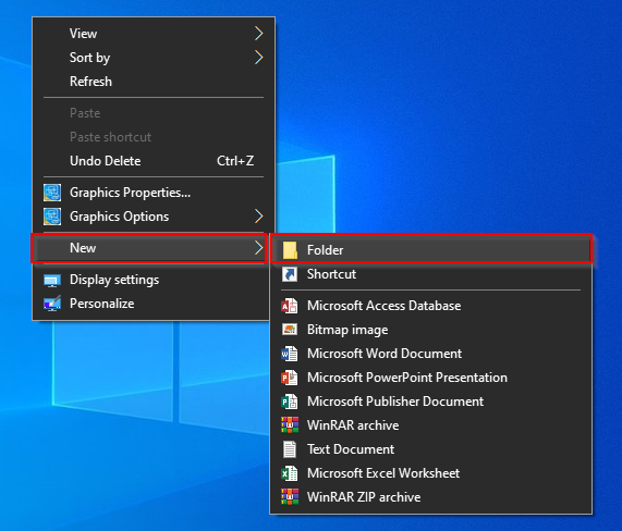 create new folder option missing windows 10