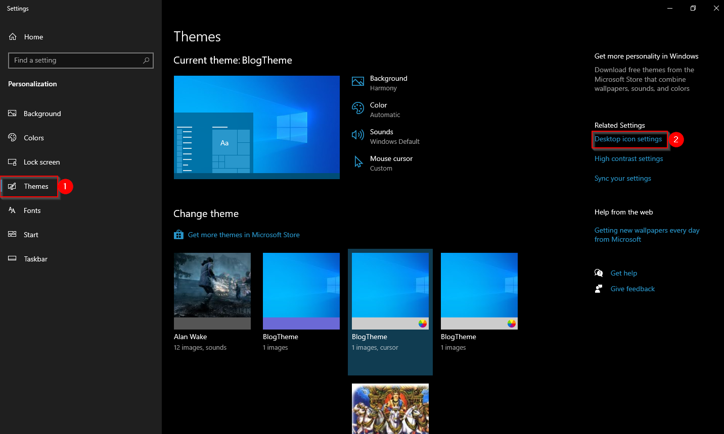 change desktop icon text color windows 10