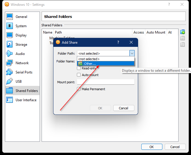 transfer file from host to virtualbox