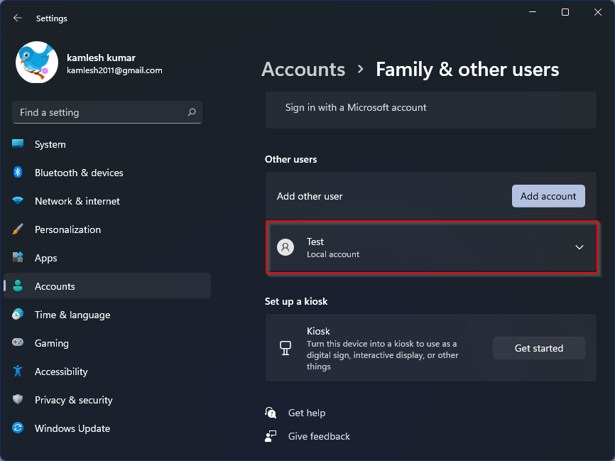 add new local user windows 11 home