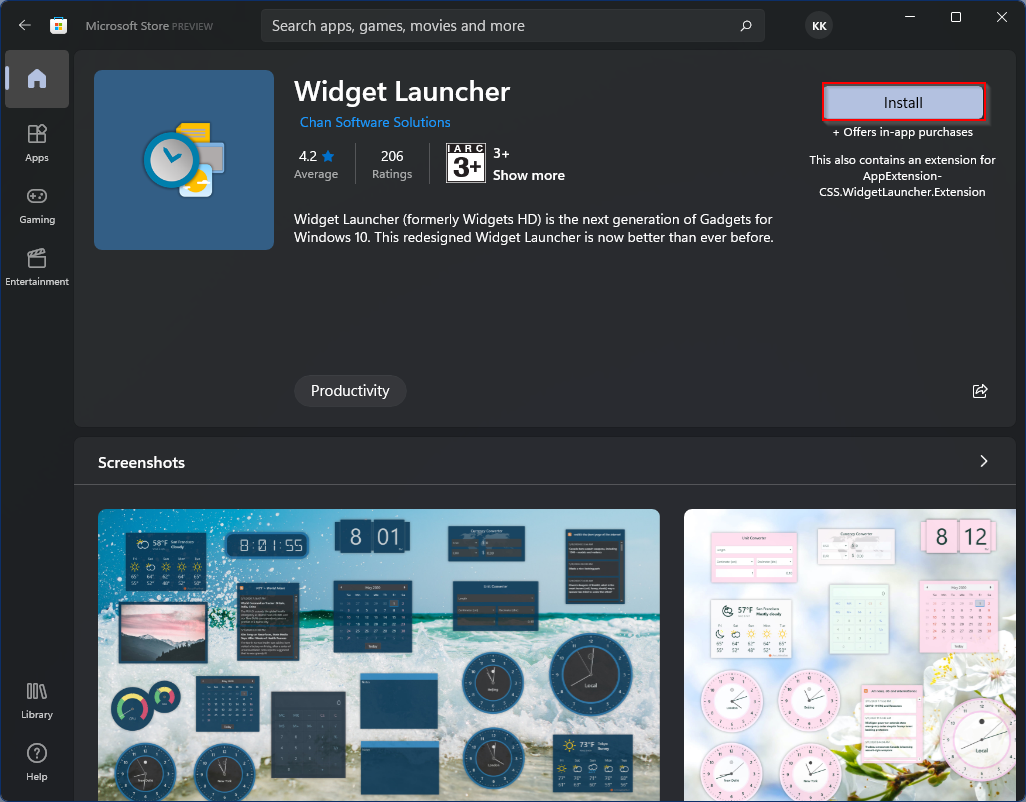 widget launcher windows 10