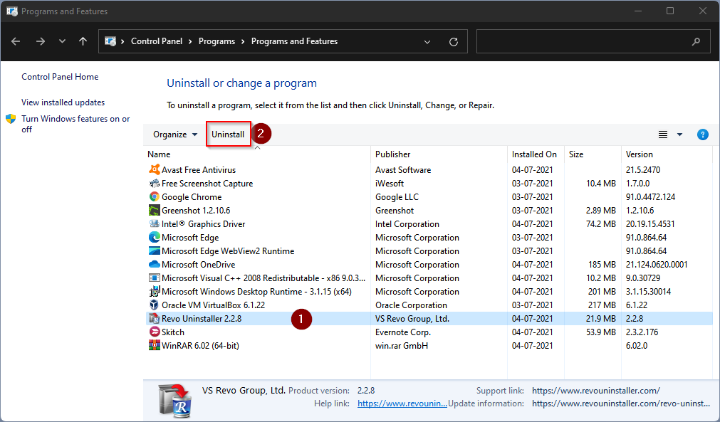 Uninstall Programs In Windows 11