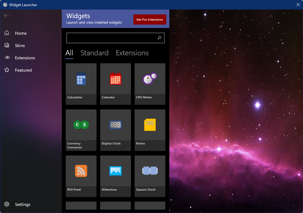 widget launcher extrensions