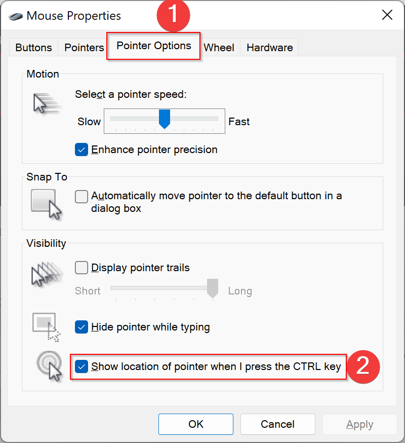 turn off a custom mouse pointer