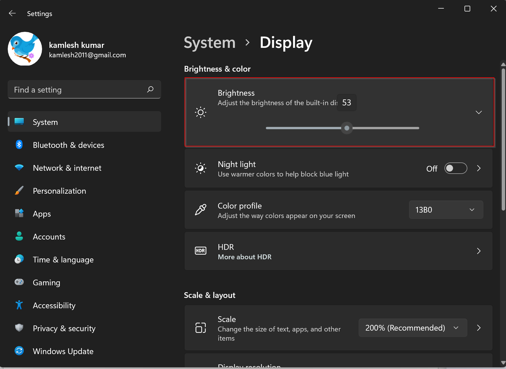 screen brightness control windows 10